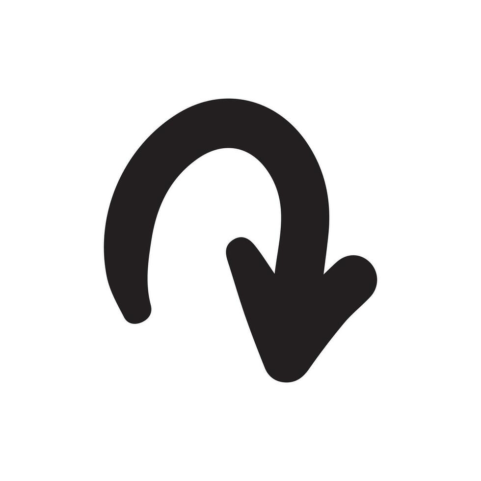 abajo flecha vector icono, mano dibujado flecha ilustración aislado en blanco antecedentes