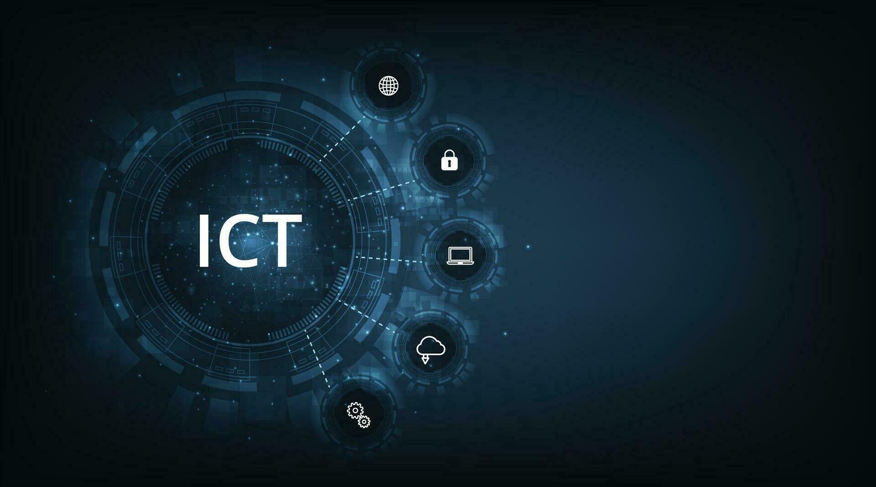 ICT- Information and communication technology concept. vector