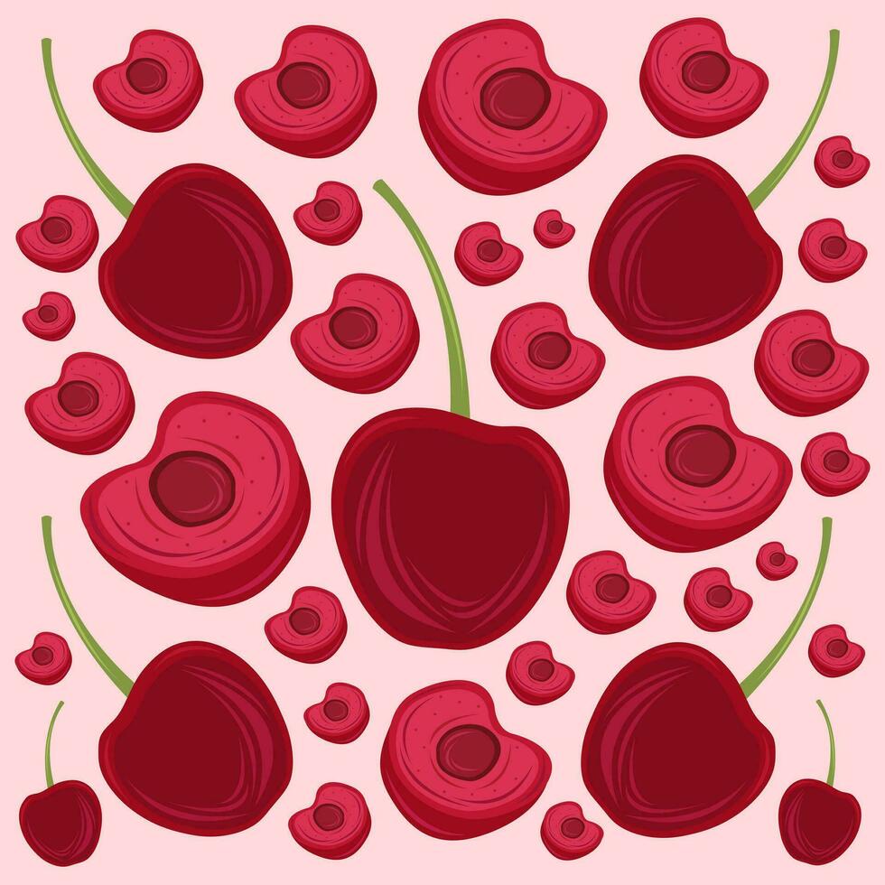 Bing cherry fruit vector illustration for graphic design and decorative element