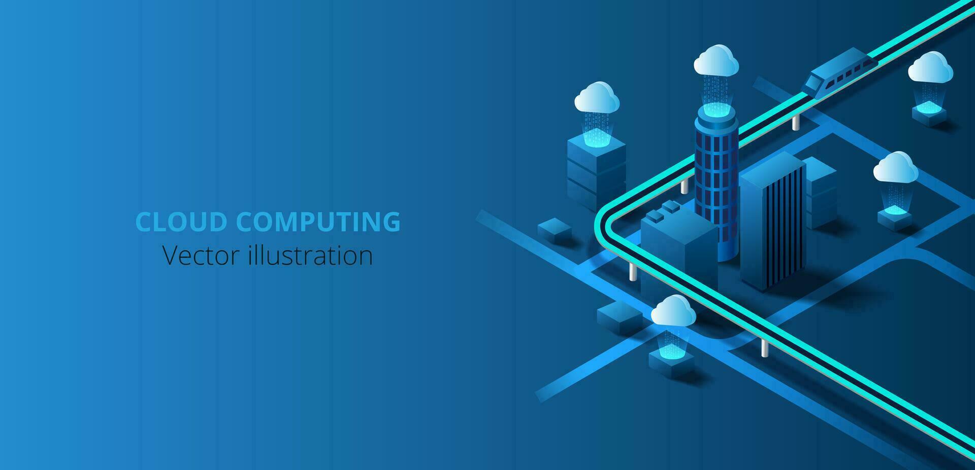 Futuristic city connected to cloud computing. vector