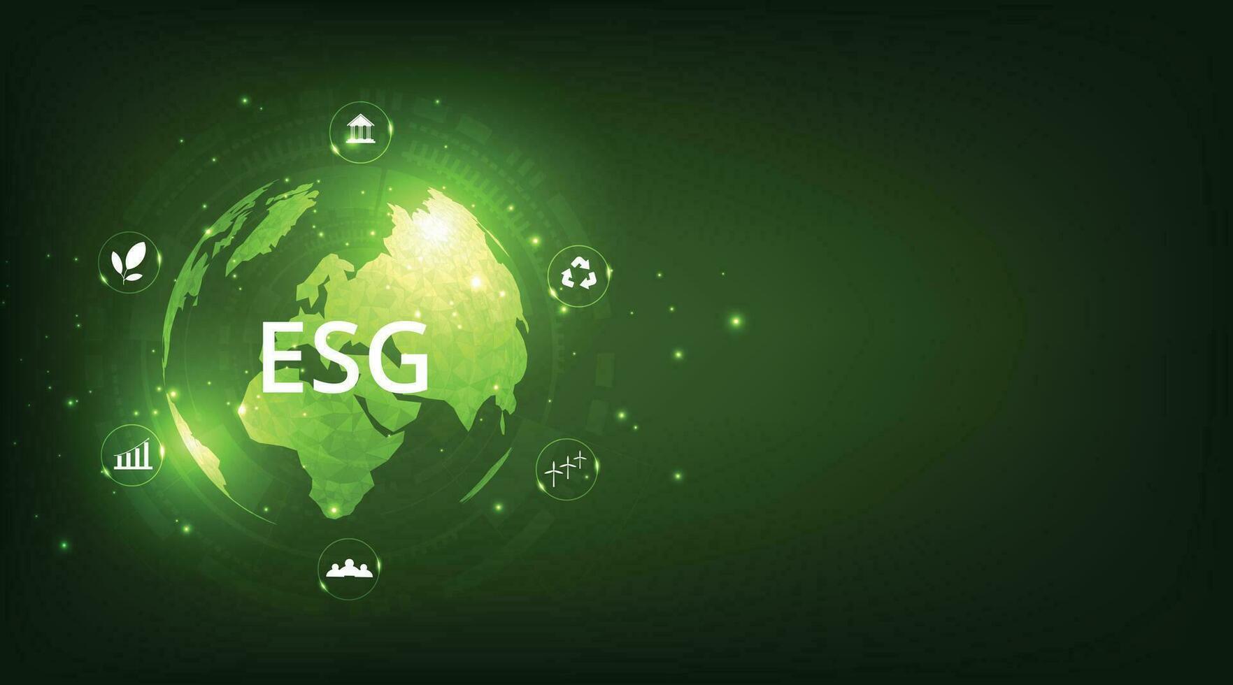 Green earth ESG icon for Environment Social and Governance. vector