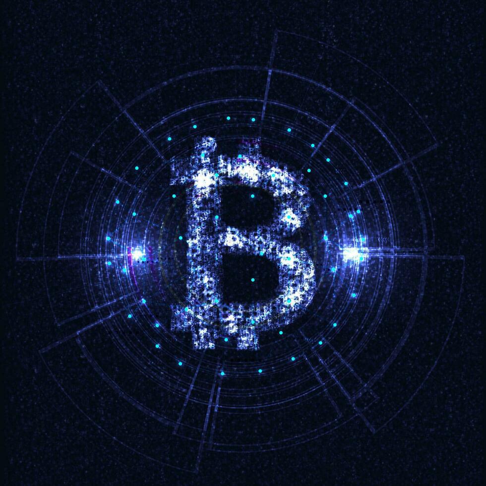 Modern digital Bitcoin sign. vector