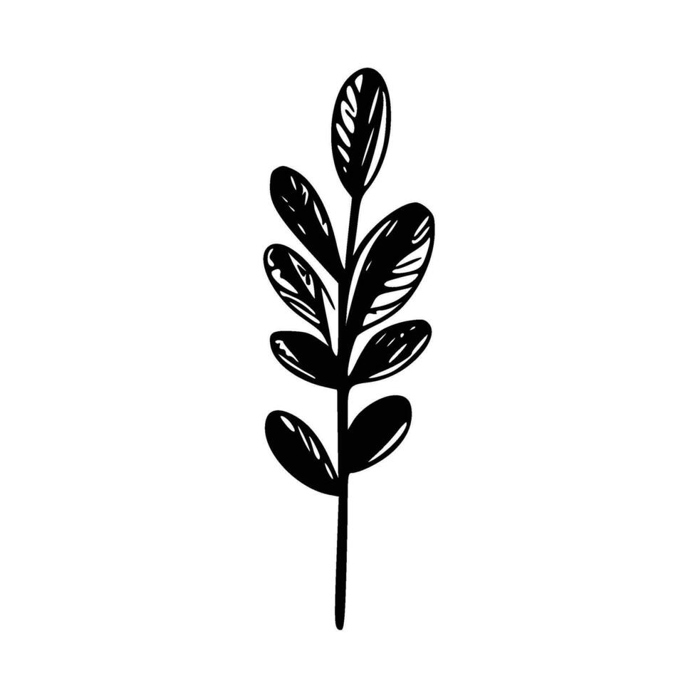 minimalista rama con hojas icono vector
