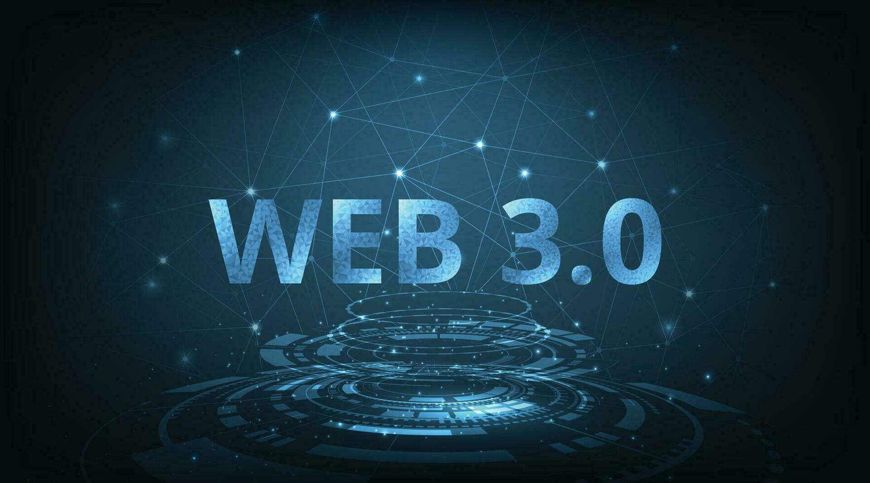 Web 3.0 text on dark blue technology background design. vector