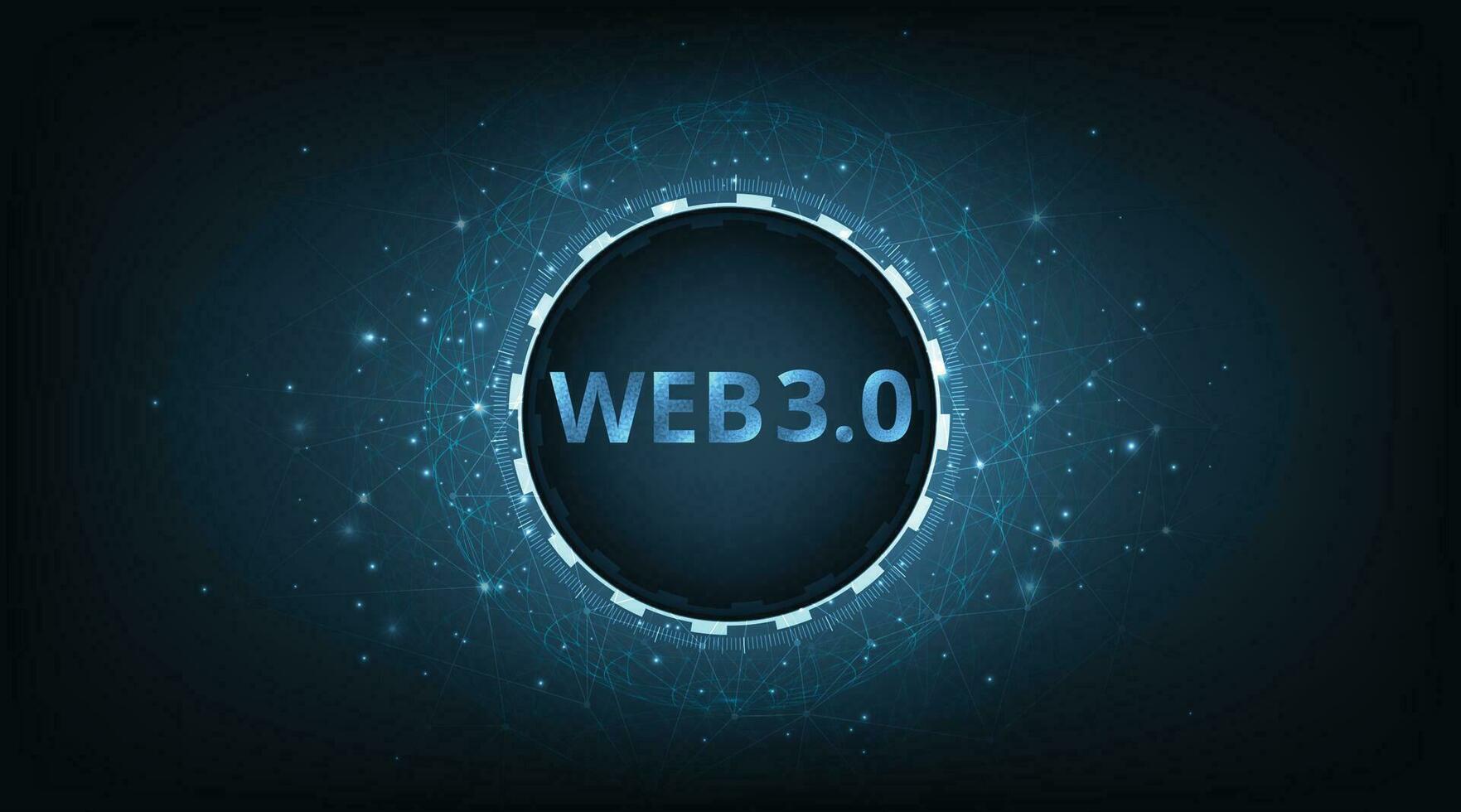 Web 3.0 text on dark blue circle technology background design. vector