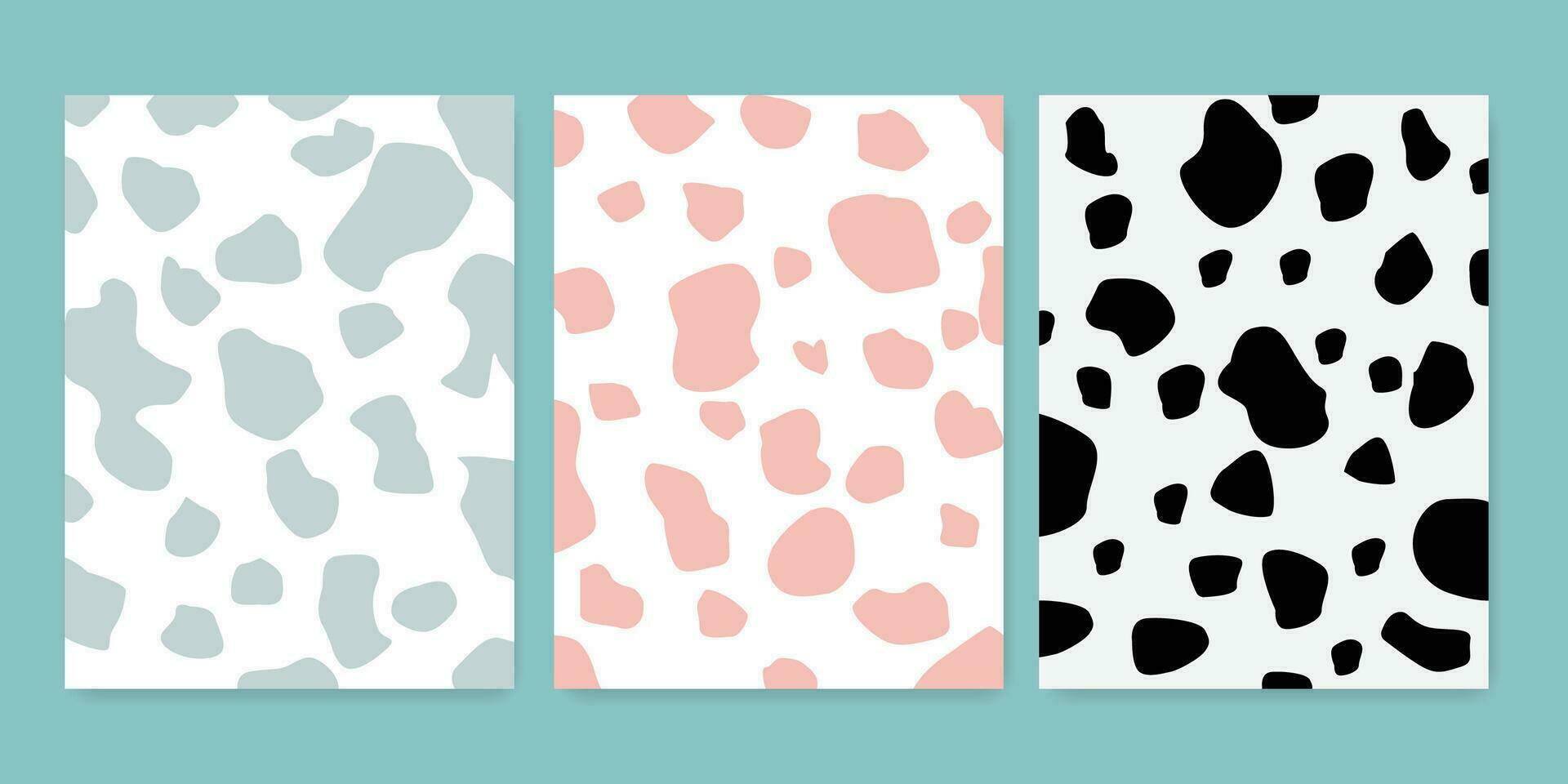 Set of cute cow pattern cover design. vector