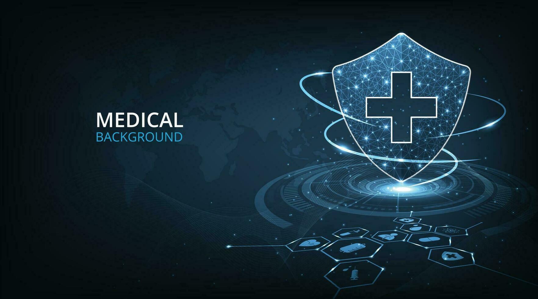 Futuristic medical shield background concept. vector