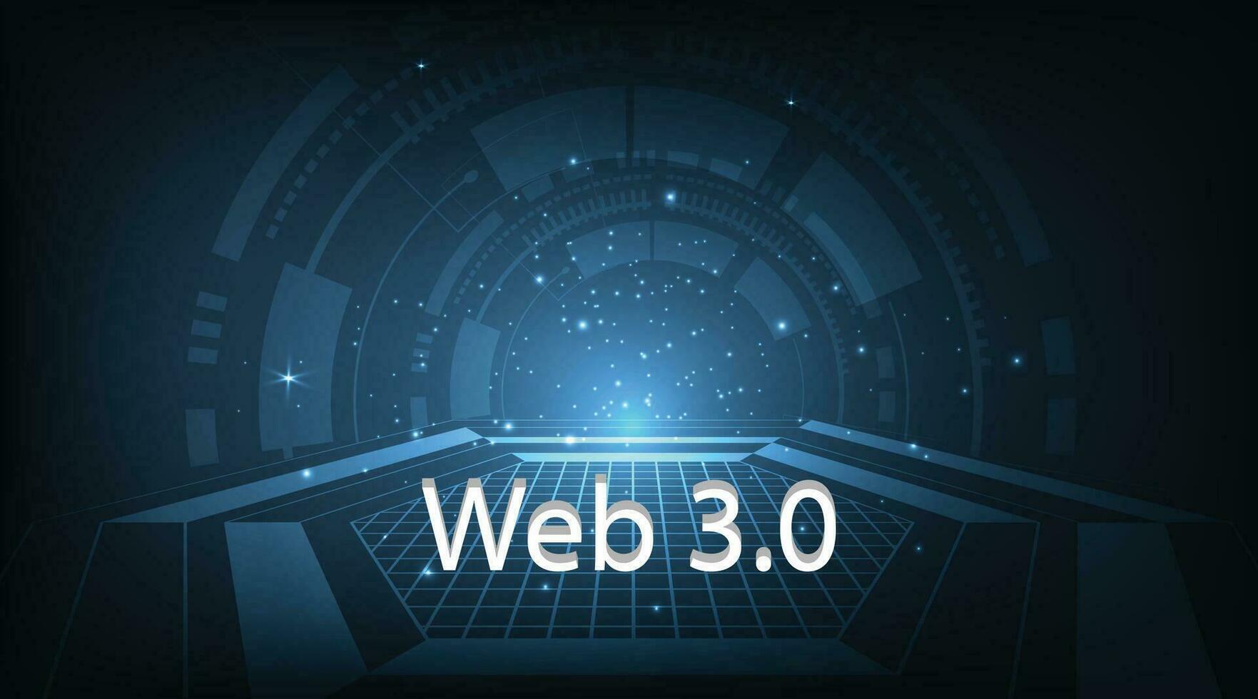 Web 3.0 text on dark blue technology background. vector
