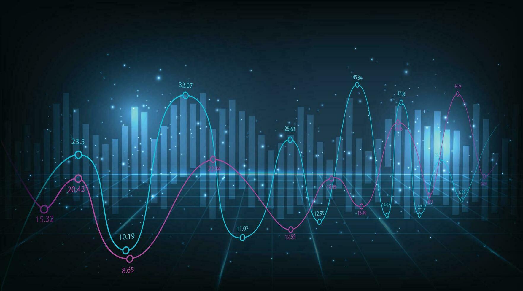 Trading infographic on dark blue background. vector