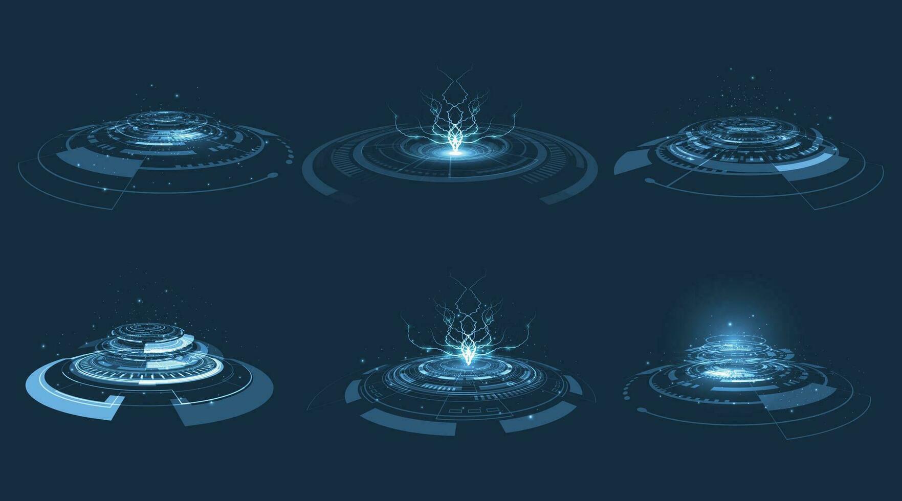 Vector of Circle podium futuristic set.
