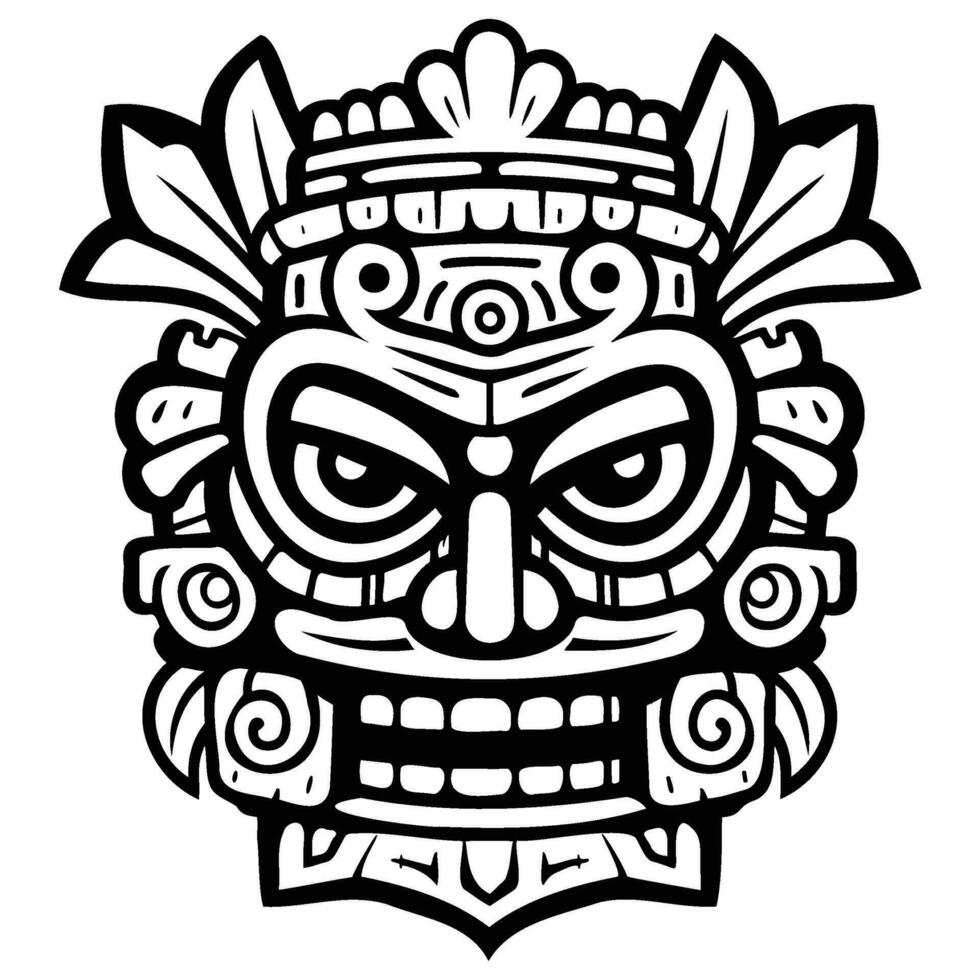 ilustración tiki estatua en monocromo estilo, tiki tropical naturaleza verano. vector