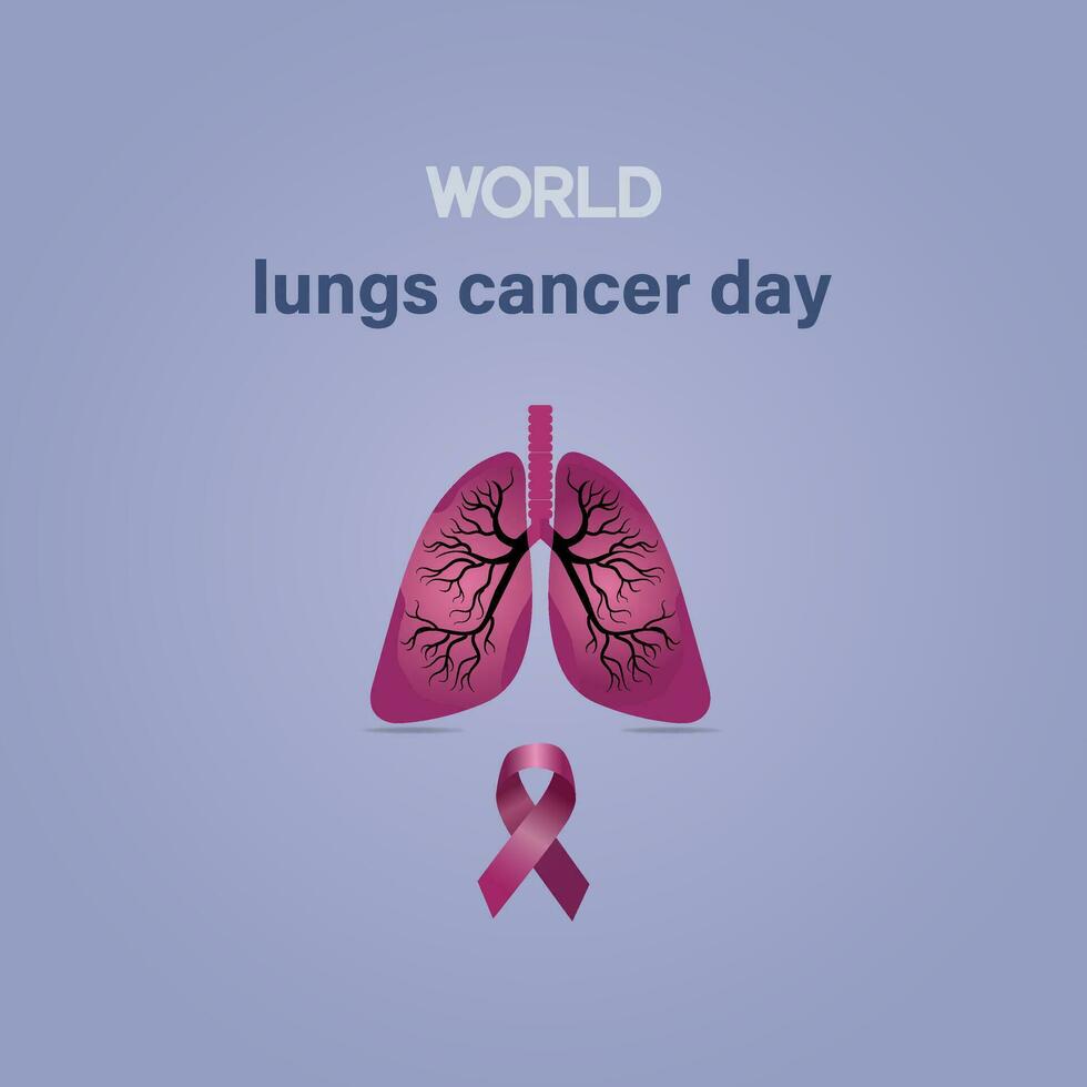 mundo pulmón cáncer día póster con blanco cáncer conciencia cinta vector. blanco conciencia cinta, humano livianos y vector. agosto 1. importante día vector