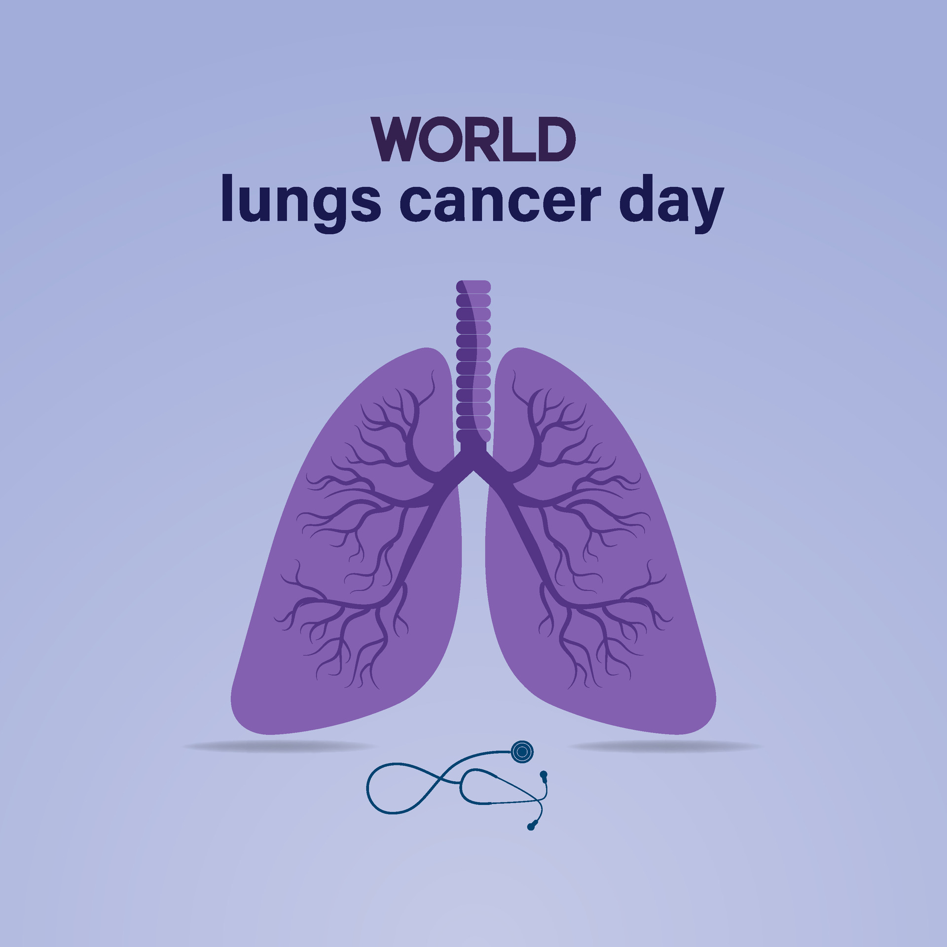 World Lung Cancer Day Poster with white cancer awareness ribbon vector
