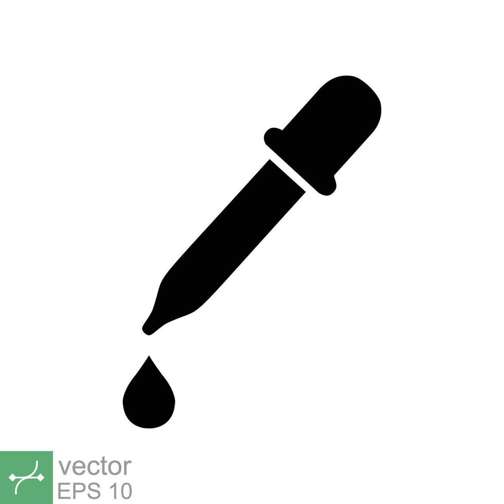 Dropper icon. Simple flat style. Pipette, eye drop, medicine, bottle, eyedropper, lab, droplet, science design. Vector illustration isolated on white background. EPS 10.