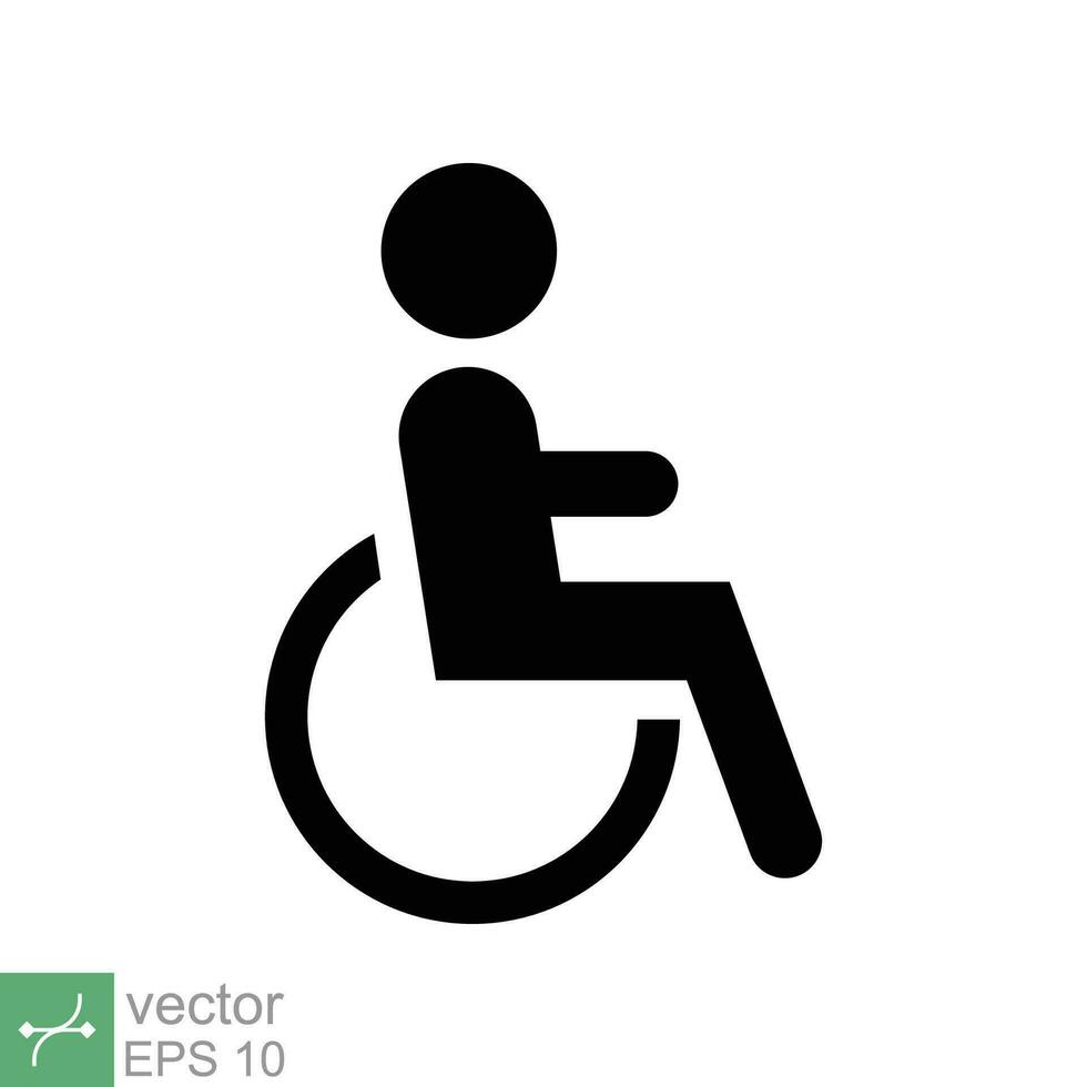 Handicapped patient icon. Simple solid style. Linear style sign, wheelchair, handicap, pictogram, stick, medicine, hospital concept. Glyph vector illustration isolated on white background. EPS 10.