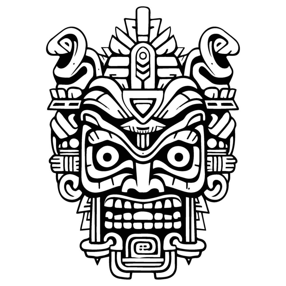 ilustración tiki estatua en monocromo estilo, tiki tropical naturaleza verano. vector