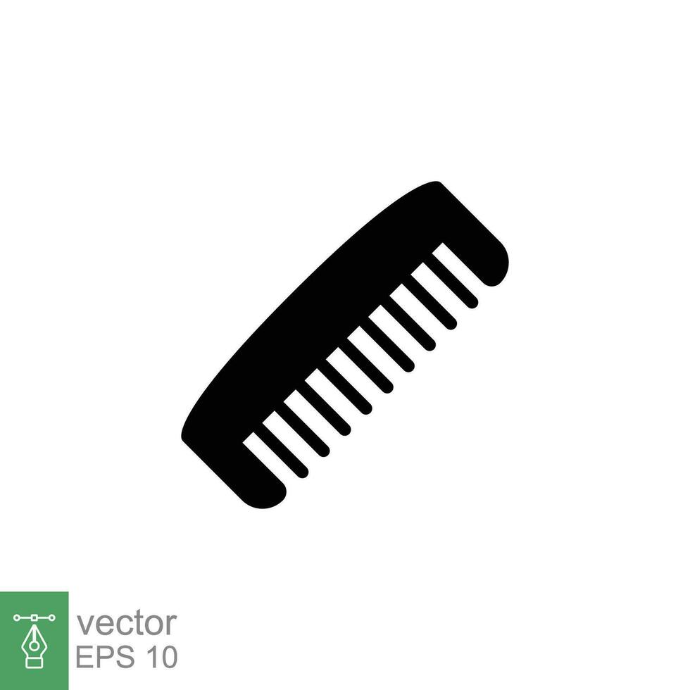 peine icono. sencillo sólido estilo. pelo estilista herramienta, Barbero peine, moda, belleza, peinado cepillo contacto. negro silueta, glifo símbolo. vector ilustración aislado en blanco antecedentes. eps 10