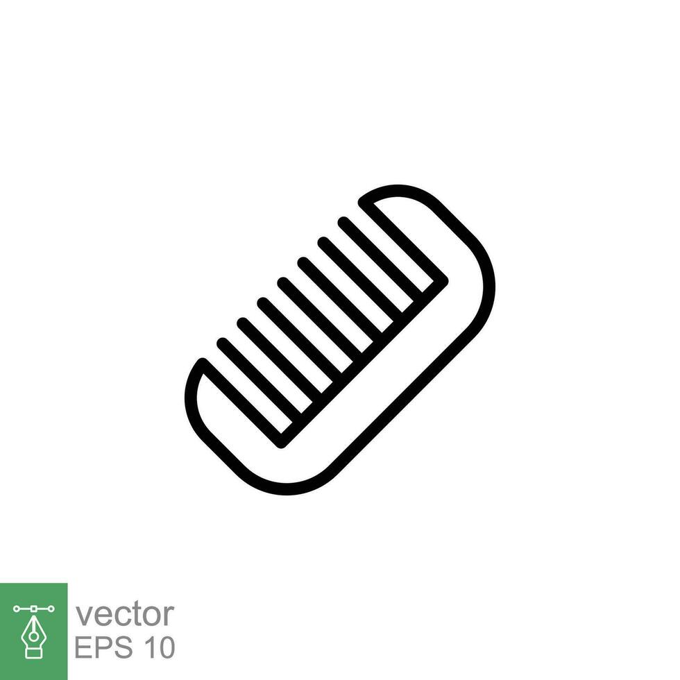 Comb icon. Simple outline style. Hair stylist tool, barber comb, fashion, beauty, hairstyle brush concept. Thin line symbol. Vector illustration isolated on white background. EPS 10.