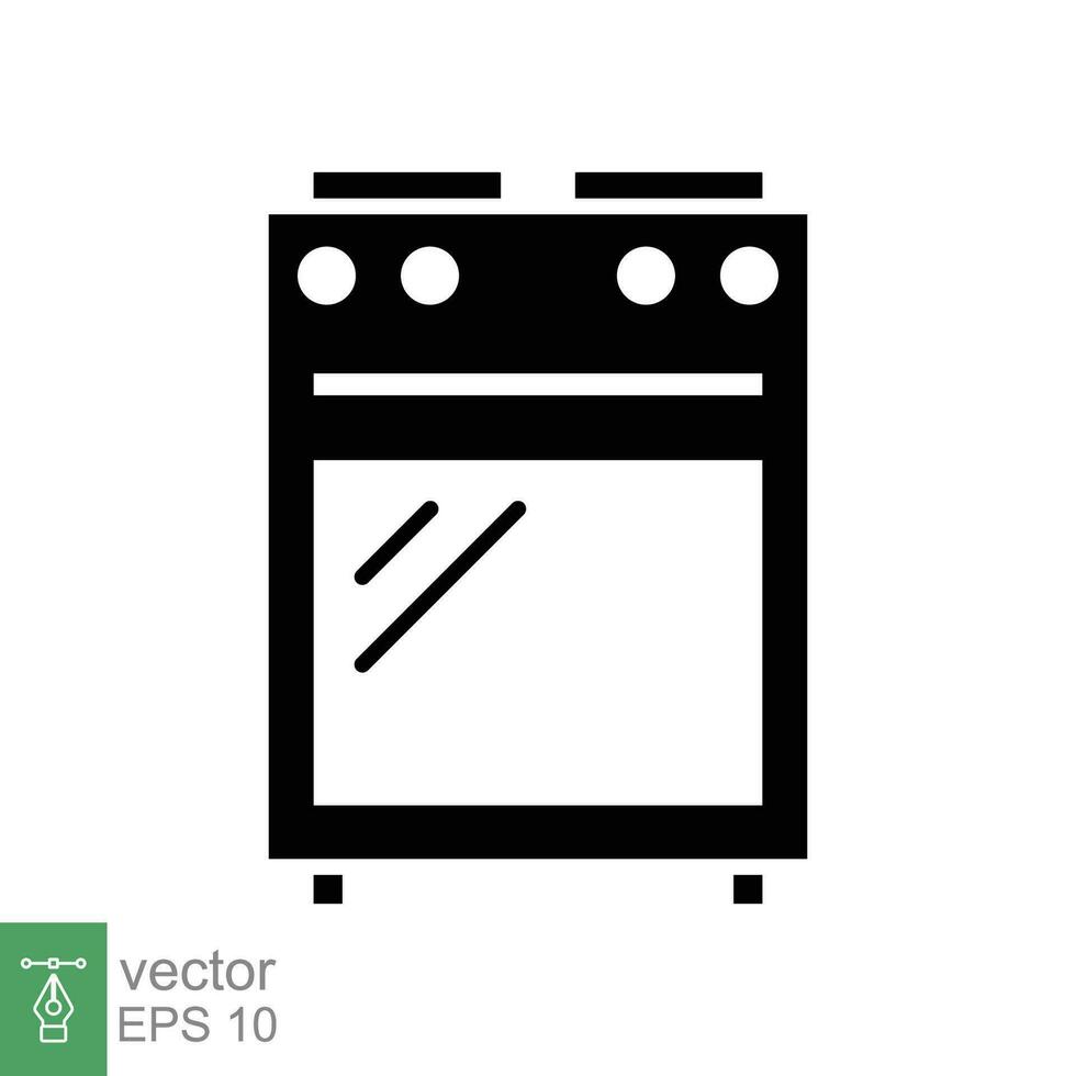 Stove icon. Simple solid style. Kitchen equipment, oven, furnace, gas, propane, cooking, restaurant contact. Black silhouette, glyph symbol. Vector illustration isolated on white background. EPS 10.