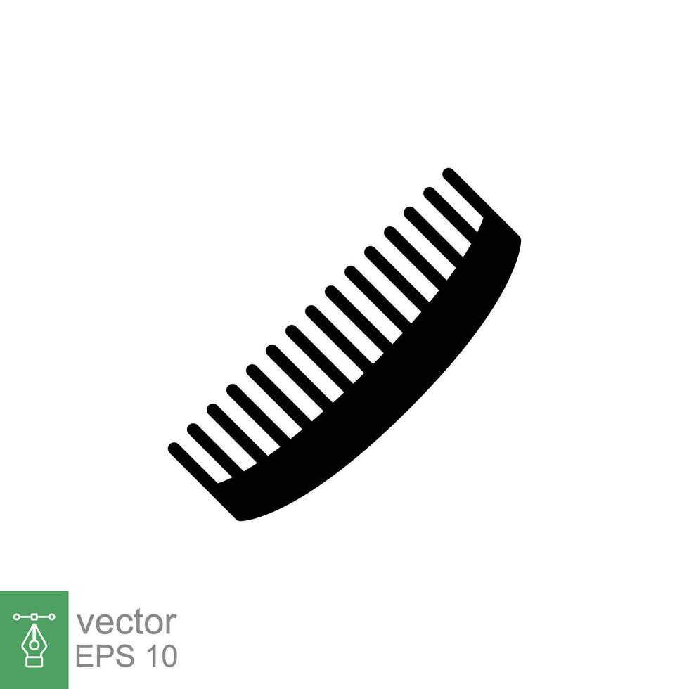 peine icono. sencillo sólido estilo. pelo estilista herramienta, Barbero peine, moda, belleza, peinado cepillo contacto. negro silueta, glifo símbolo. vector ilustración aislado en blanco antecedentes. eps 10