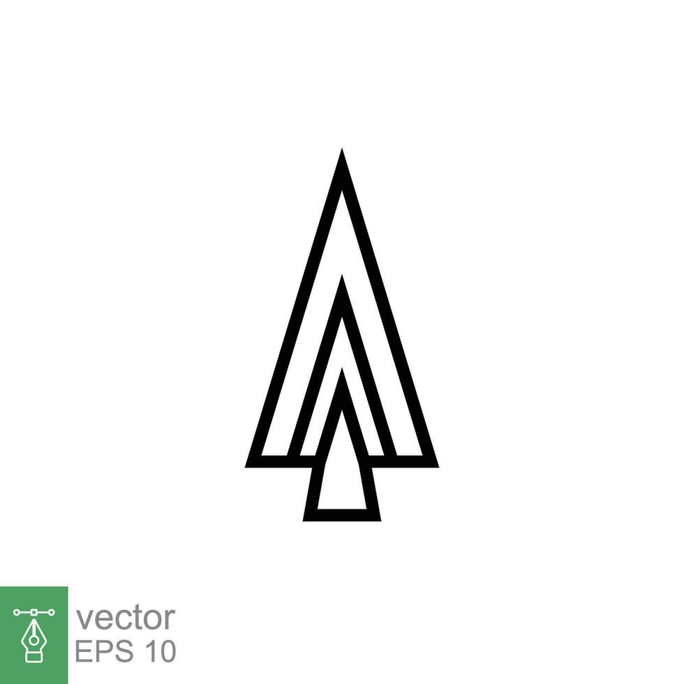 Spear head icon. Simple outline style. Vintage metal arrow, old weapon, sport tool element, antique concept. Thin line symbol. Vector illustration isolated on white background. EPS 10.