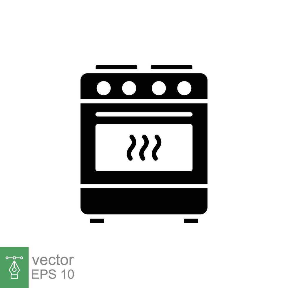 Stove icon. Simple solid style. Kitchen equipment, oven, furnace, gas, propane, cooking, restaurant contact. Black silhouette, glyph symbol. Vector illustration isolated on white background. EPS 10.