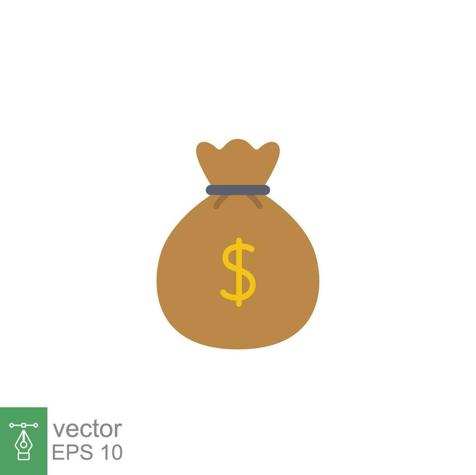Money bag icon. Simple flat design style. Dollar, moneybag, cash, million, sack concept. Vector illustration isolated on White background. Eps 10.