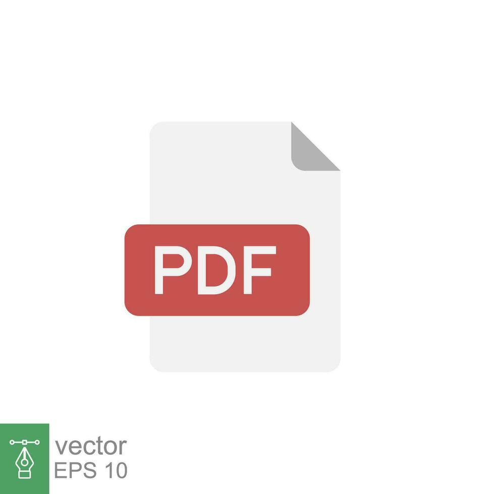 Pdf icon. Simple flat design style. File, format, download, symbol, banner, button, sign concept. Vector illustration isolated on white background, Eps 10.