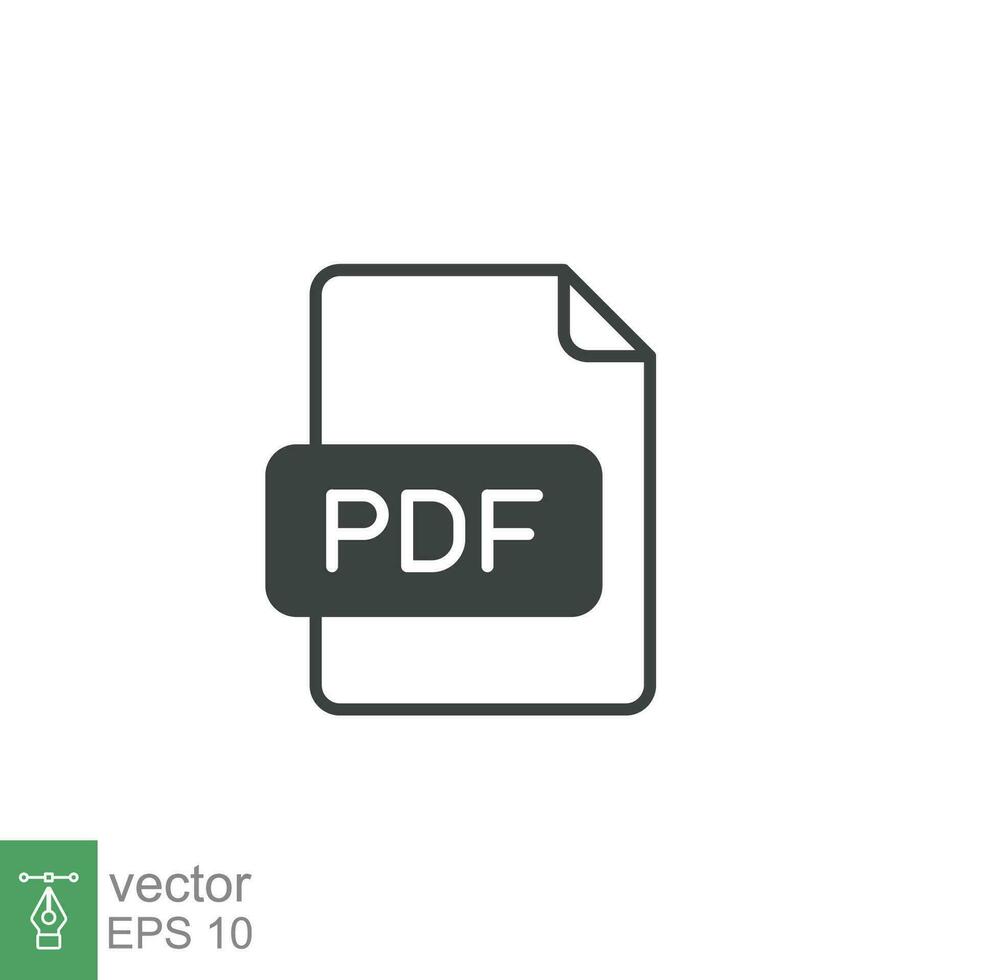 Pdf line icon. Simple outline design style. File, format, download, symbol, banner, button, sign concept. Vector illustration isolated on white background. Eps 10.