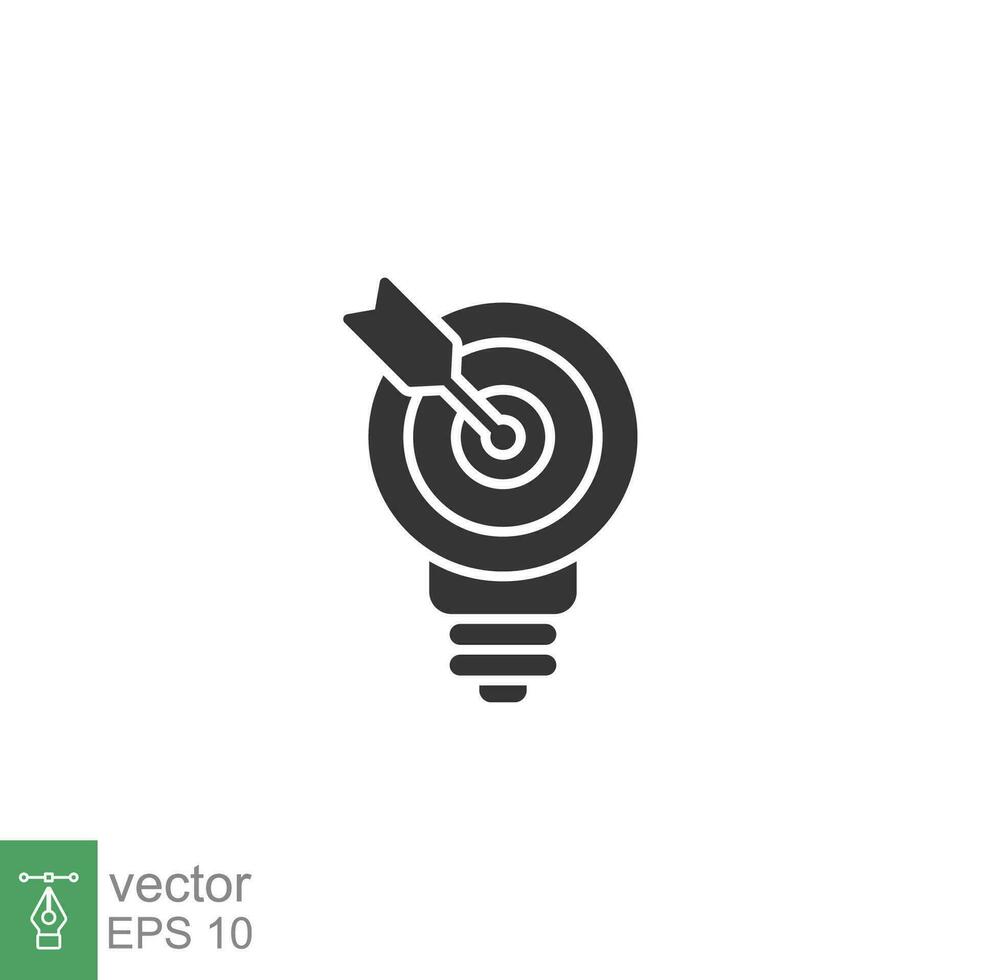 Lamp objective target glyph icon. Simple solid style. Objective, marketing, business, lightbulb, smart concept. Vector illustration isolated. EPS 10