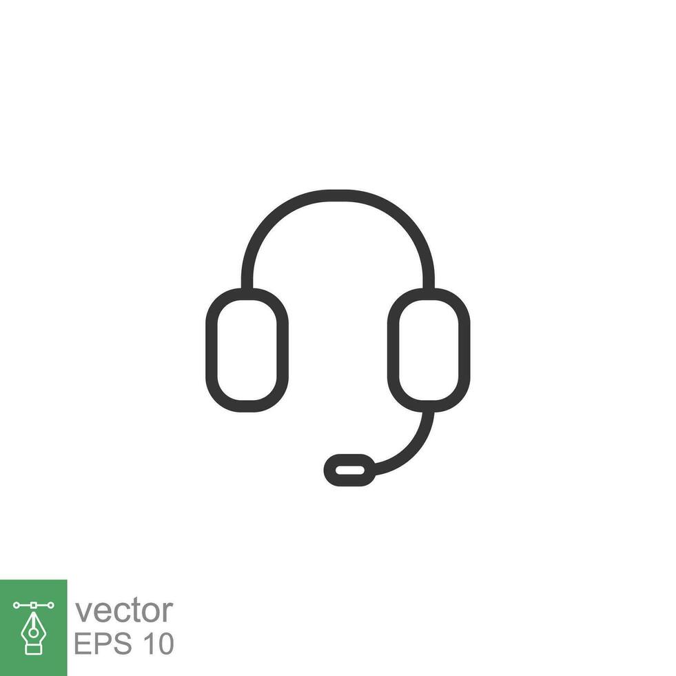 auriculares línea icono. sencillo contorno estilo. cliente, auriculares, llamar, representante concepto. vector ilustración aislado en blanco antecedentes. eps 10