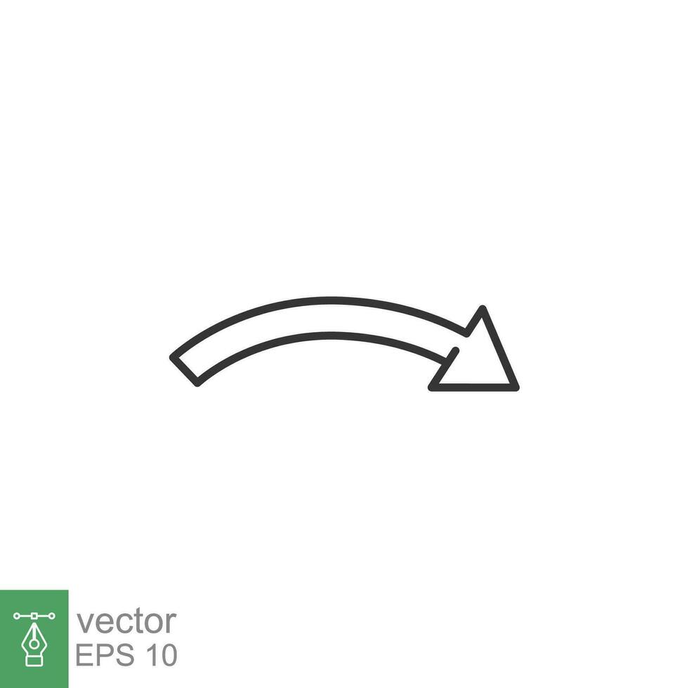 Curved arrow line icon. Simple outline style. Set, graphic, growth, round, direction, right, twist concept. Vector illustration isolated. EPS 10