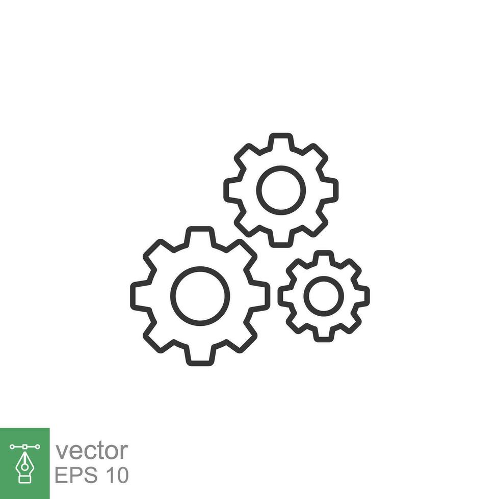 Gear line icon. Simple outline style. Two, three, technology, service, wheel concept. Vector illustration isolated on white background. EPS 10