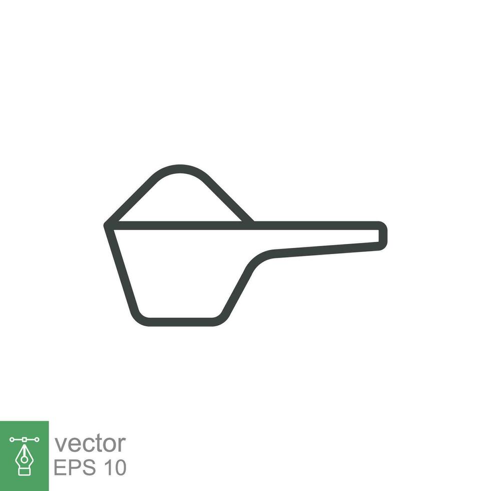 Scoop line icon. Simple outline style. powder, spoon, detergent, cup, laundry, cartoon, pile concept. Sign symbol design. Vector illustration isolated on white background. EPS 10