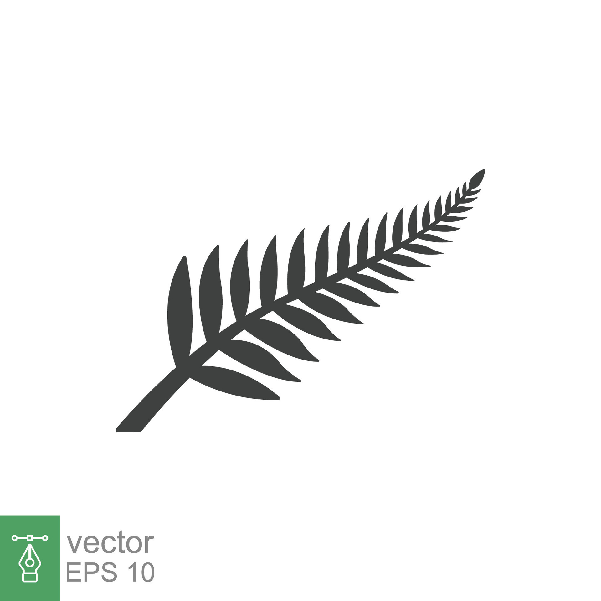 Fern glyph icon. Simple solid style. Leaf, logo, nz, kiwi, maori