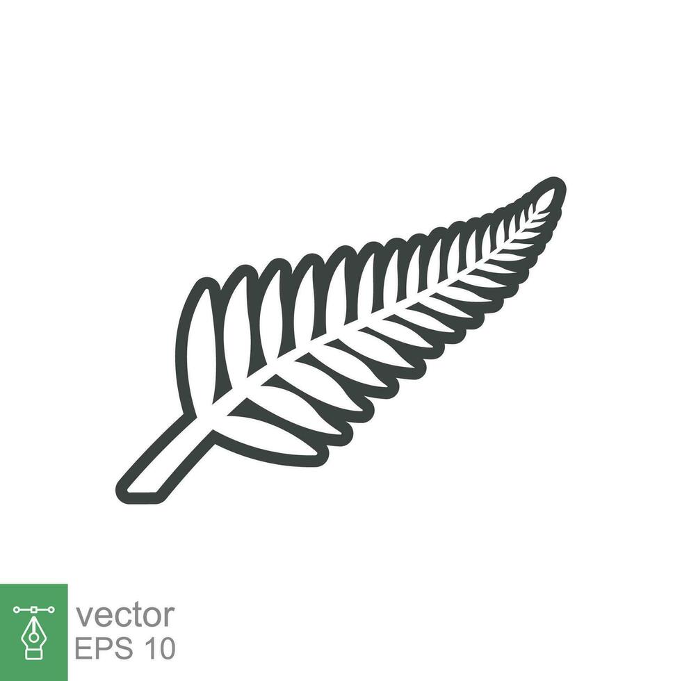 Fern line icon. Simple outline style. Leaf, logo, nz, kiwi, maori, silhouette, bird, sign, new zealand symbol concept design. Vector illustration isolated on white background. EPS 10