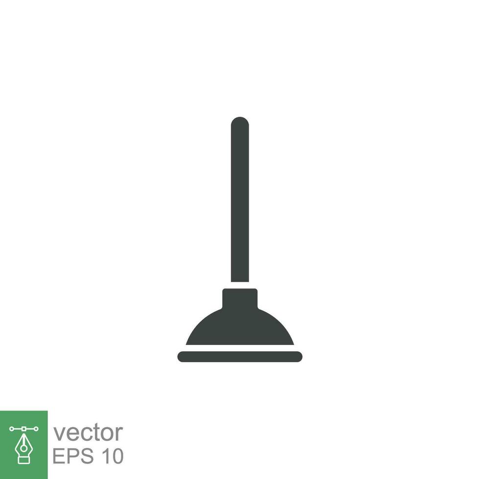 Plunger glyph icon. Simple solid style. Sink, toilet, pump, plumber, suction, unclog, bathroom concept. Sign symbol design. Vector illustration isolated on white background. EPS 10