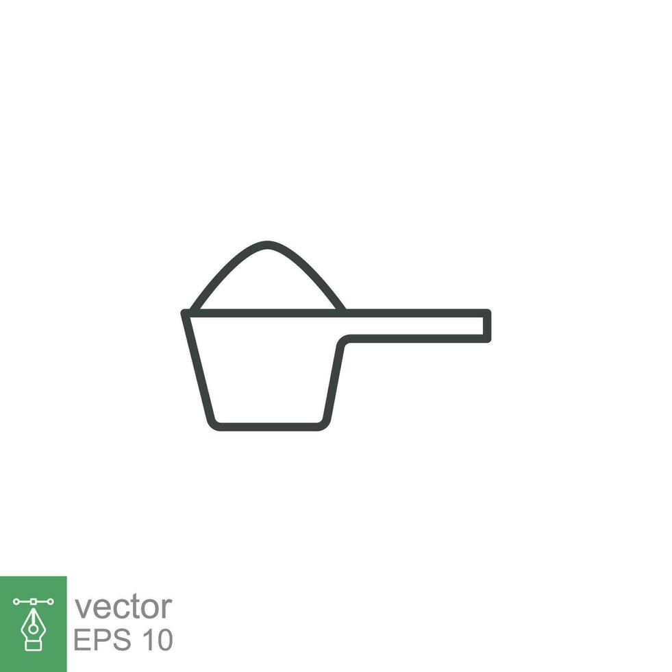 Scoop line icon. Simple outline style. powder, spoon, detergent, cup, laundry, cartoon, pile concept. Sign symbol design. Vector illustration isolated on white background. EPS 10