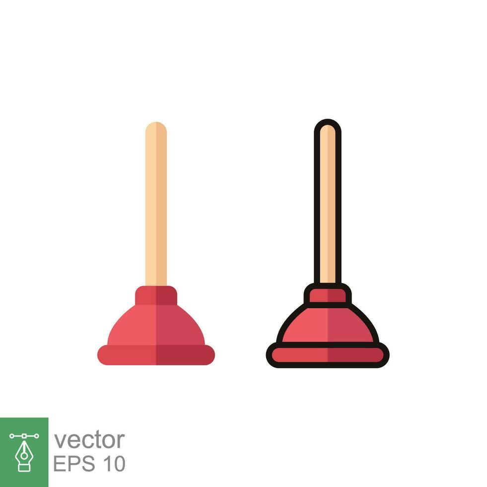 Plunger icon. Simple color, flat, filled outline style. Sink, toilet, pump, plumber, suction, unclog, bathroom concept. Sign symbol design. Vector illustration isolated on white background. EPS 10