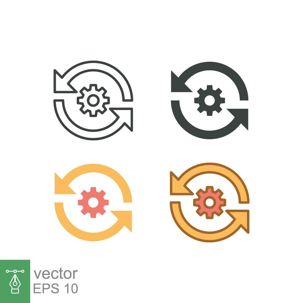 Vector gear reload icon with arrow. Workflow process icon isolated