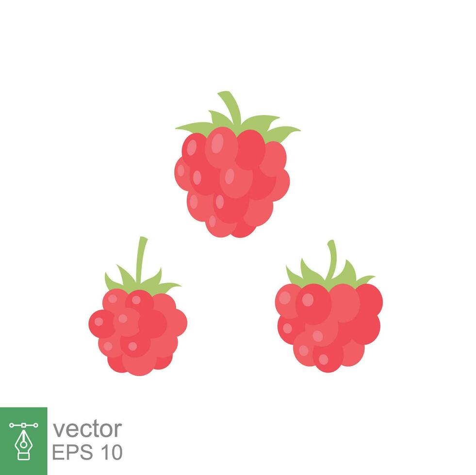 Raspberry icon. Simple flat style. Berry, pictogram, ripe, pink, sweet, delicious, food, nature, vegetarian concept. Vector design illustration isolated on white background. EPS 10