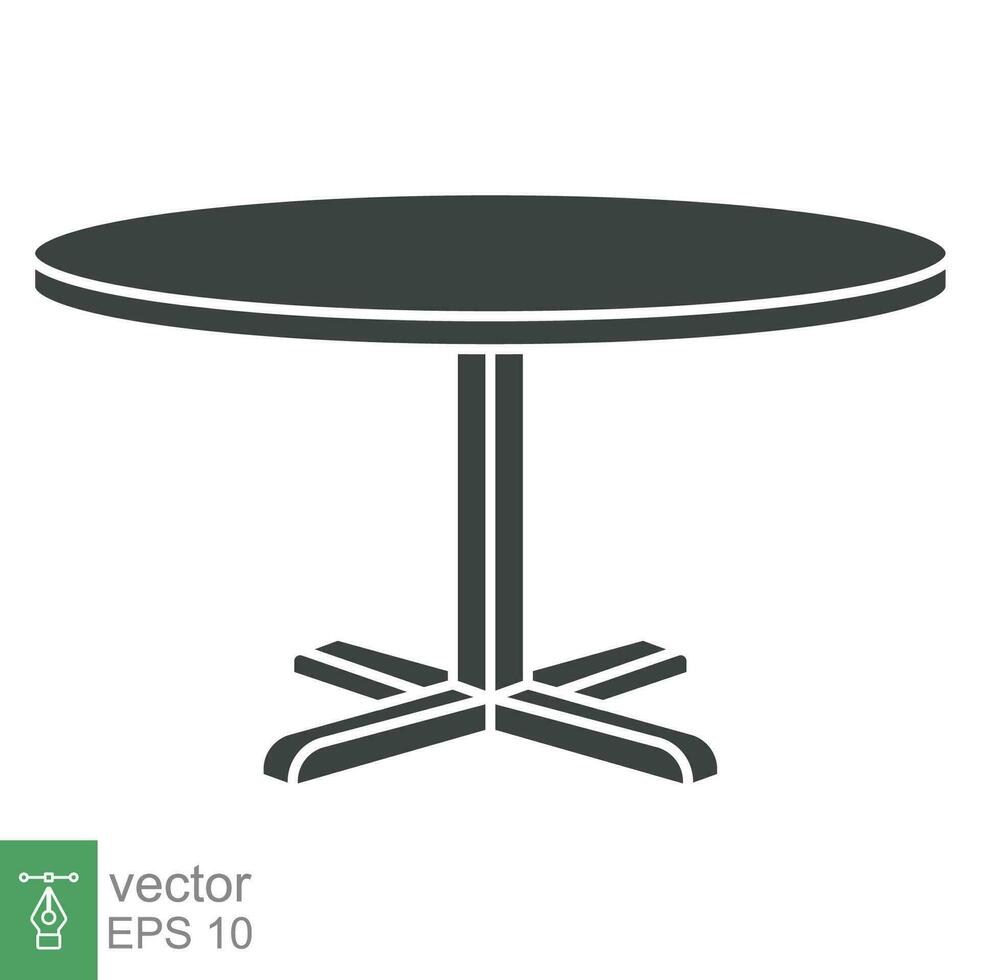 Circle table icon. Simple solid style. Round, pictogram, furniture, office, sign, conference, meeting, web, symbol, interior concept. Vector design illustration isolated on white background. EPS 10