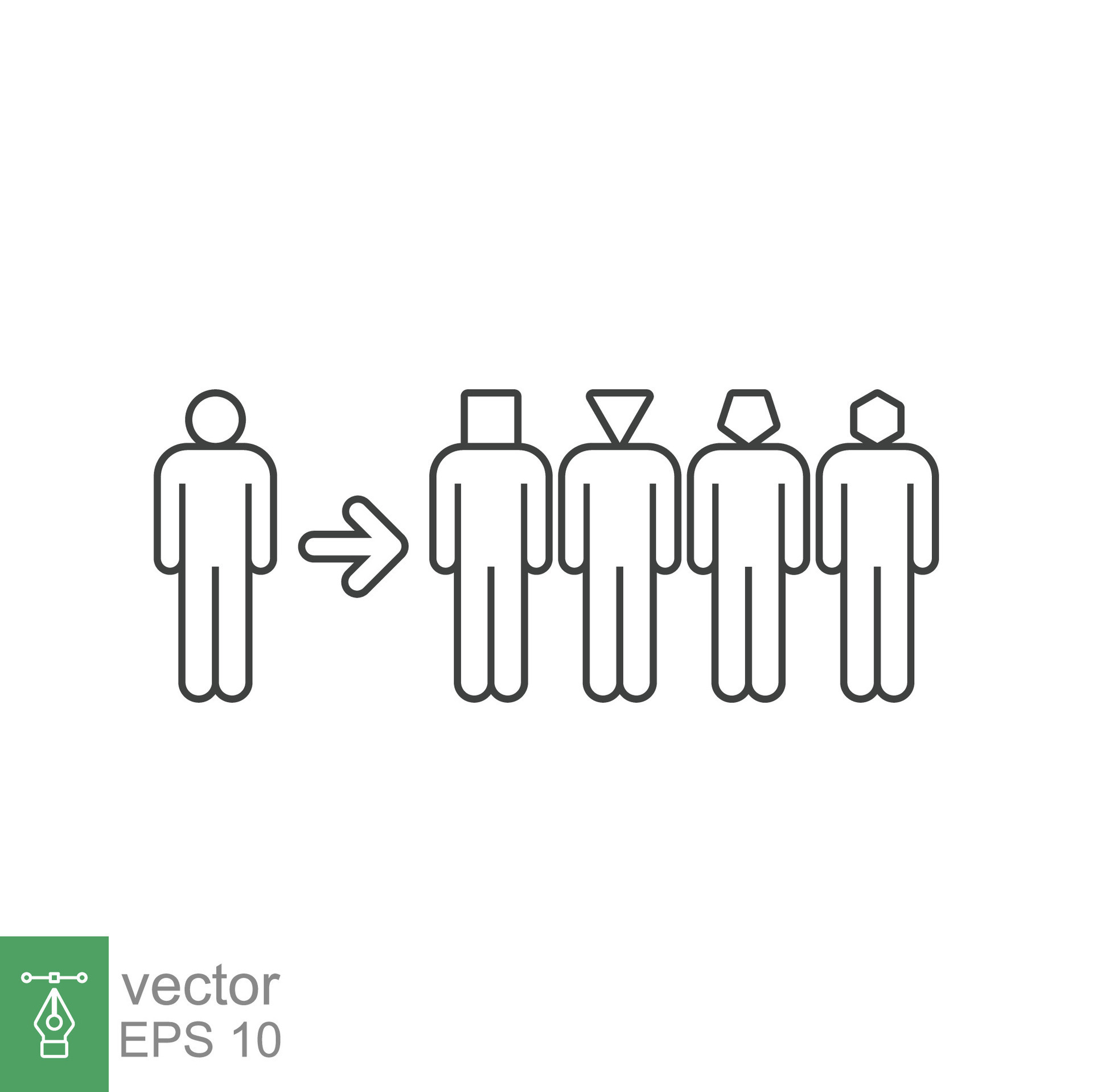 Unique person line icon. Simple outline style. Individual, people