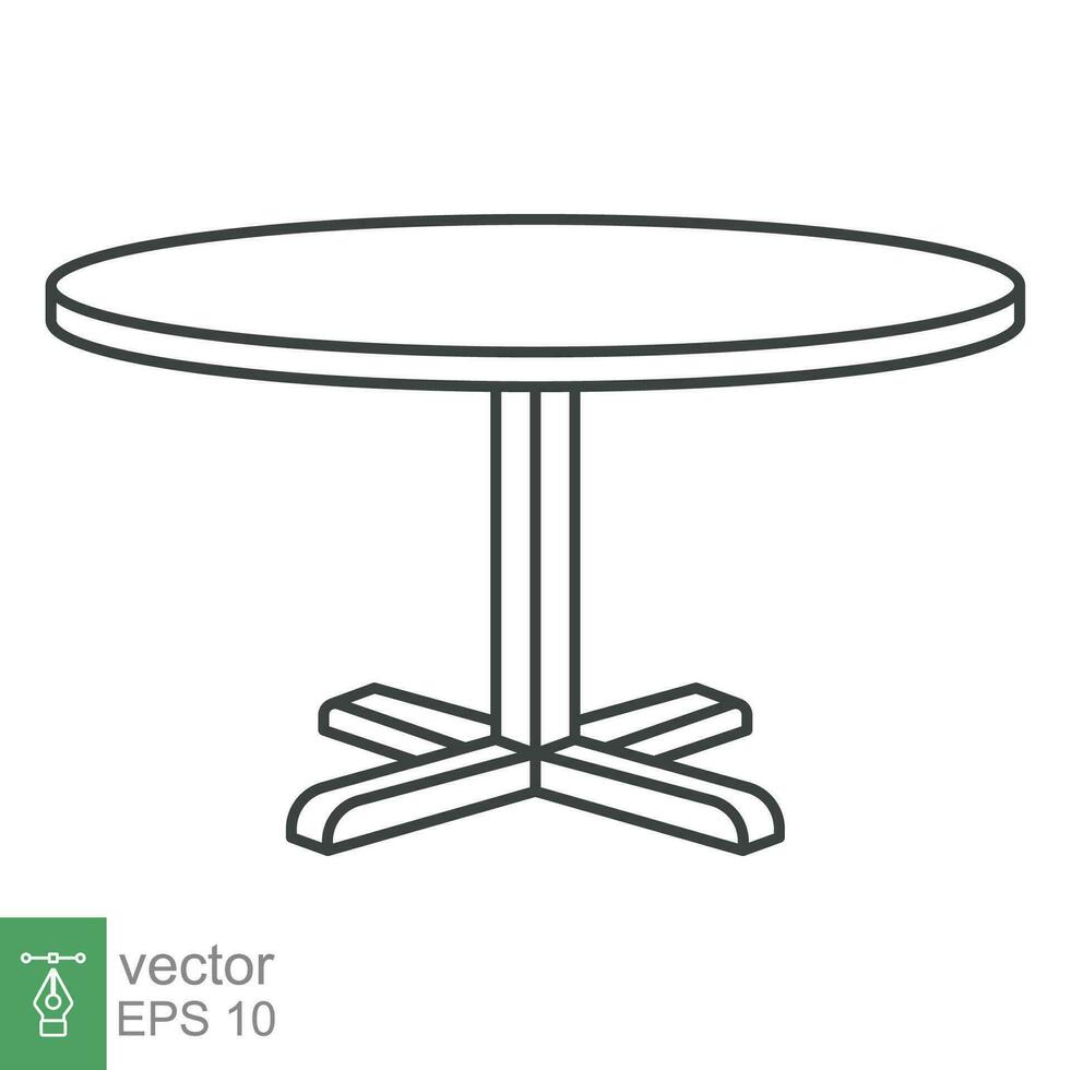 Circle table icon. Simple outline style. Round, pictogram, furniture, office, sign, conference, meeting, web, symbol, interior concept. Vector design illustration isolated on white background. EPS 10