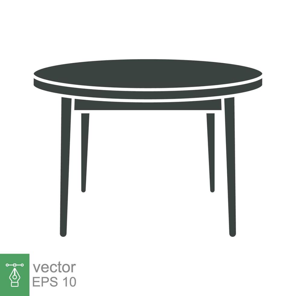 Circle table icon. Simple solid style. Round, pictogram, furniture, office, sign, conference, meeting, web, symbol, interior concept. Vector design illustration isolated on white background. EPS 10