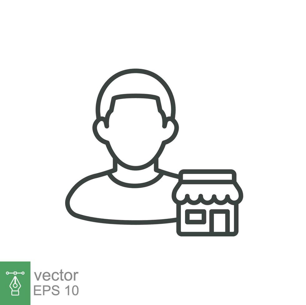 Seller vendor line icon. Simple outline style. Shop, market, business concept. Black and white symbol. Vector illustration isolated on white background. EPS 10