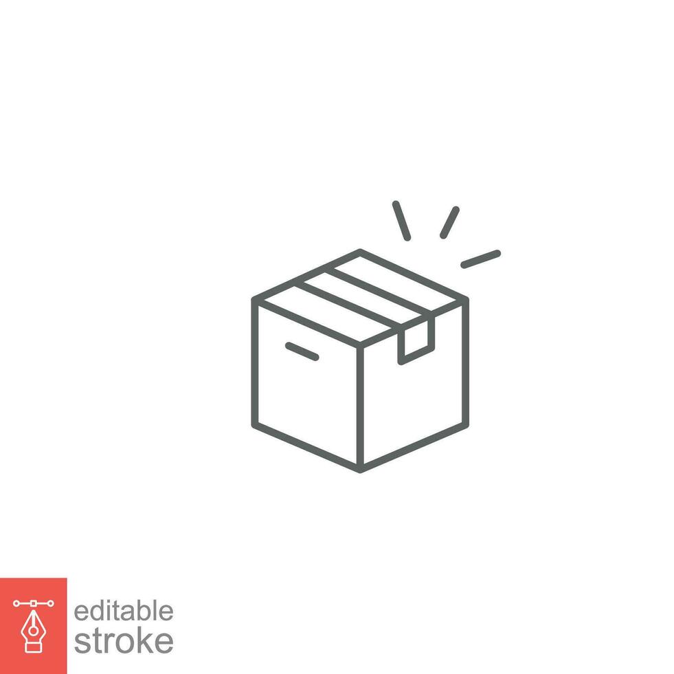 Box line icon. Simple outline style. Package, delivery, parcel, shipping, storage, cardboard, closed carton, pack concept. Vector illustration isolated on white background. Editable stroke EPS 10