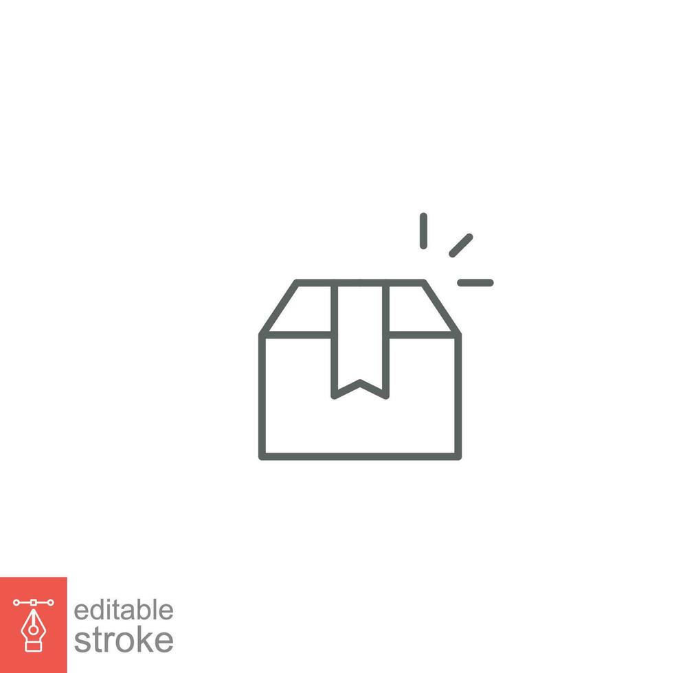 Box line icon. Simple outline style. Package, delivery, parcel, shipping, storage, cardboard, closed carton, pack concept. Vector illustration isolated on white background. Editable stroke EPS 10