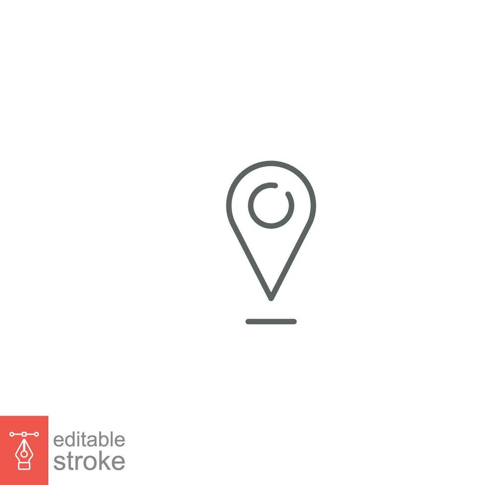 Pin map line icon. Simple outline style. Location, journey point, gps, destination, marker, pointer concept for web and app design. Vector illustration isolated on white design. Editable stroke EPS 10