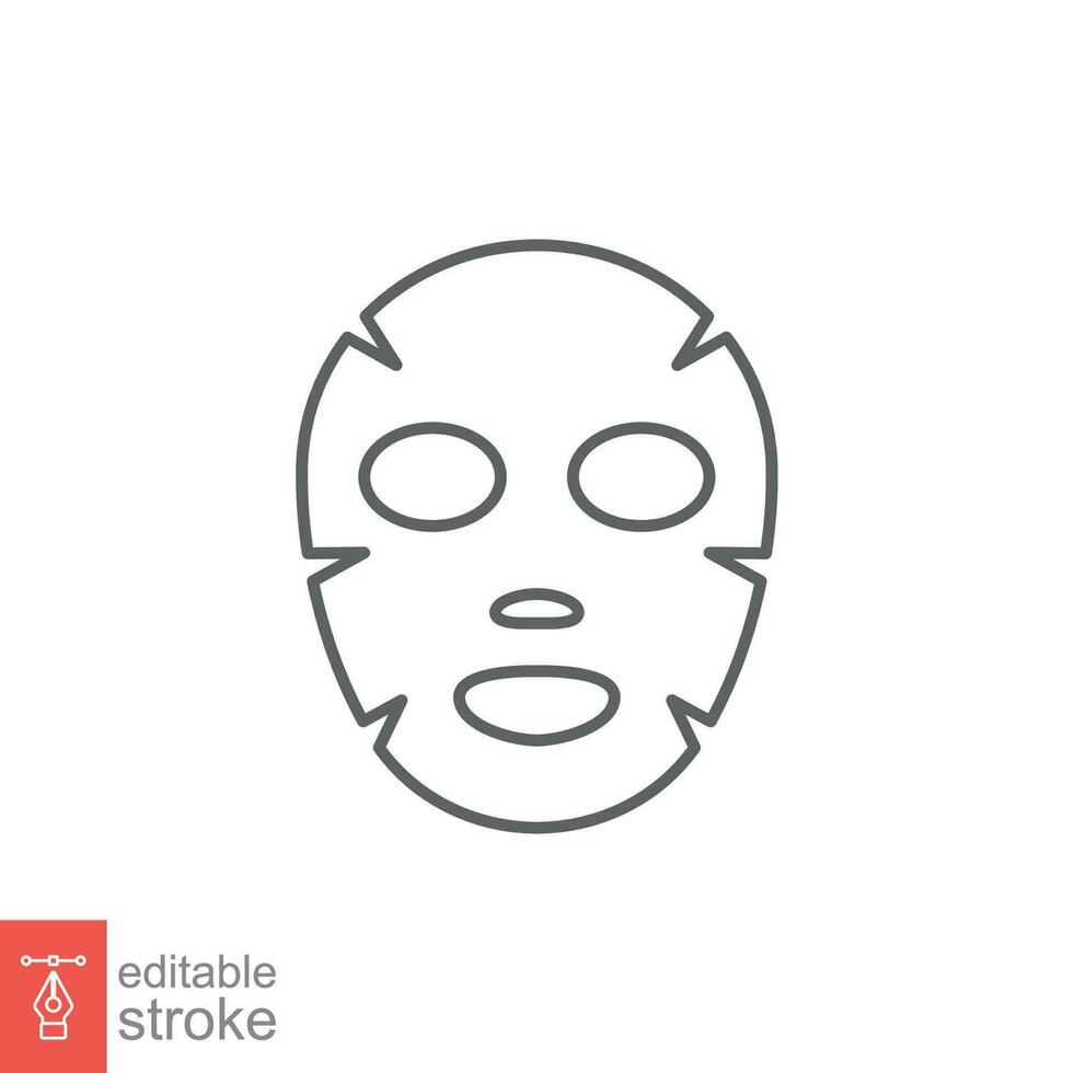 Face mask pack icon. Simple outline style. Skin care, sheet, cosmetic, beauty concept. Thin line symbol. Vector illustration design isolated on white background. Editable stroke EPS 10